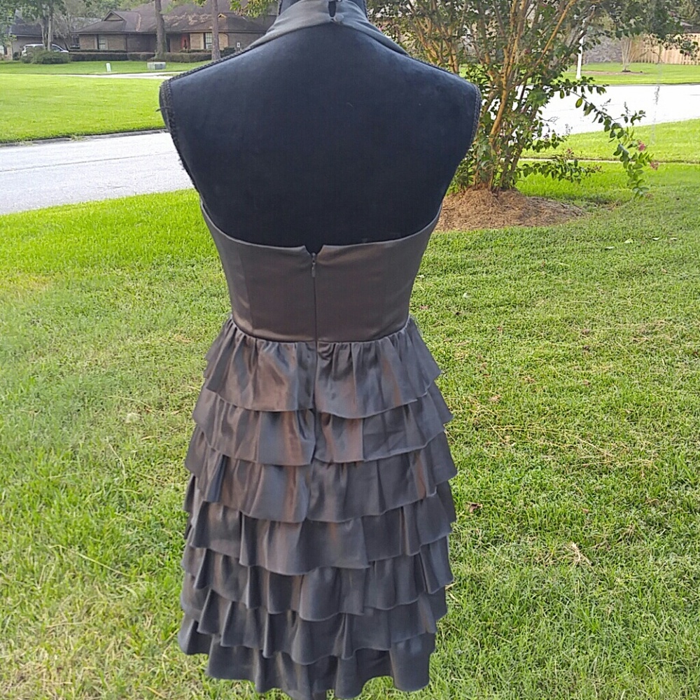 BCBG gun metal gray cocktail party dress.